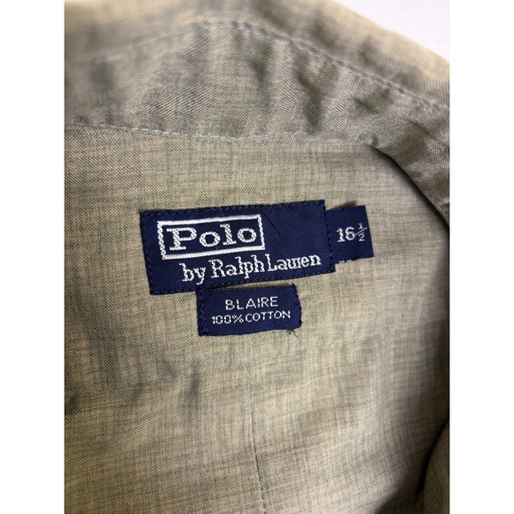 Polo Ralph Lauren Blaire Shirt Mens 16.5 Olive Green Cotton Button Down Long Slv - Picture 3 of 8